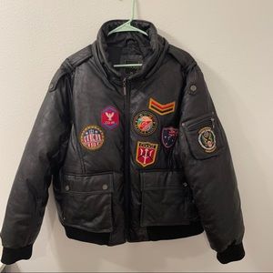 coogi leather bomber jacket